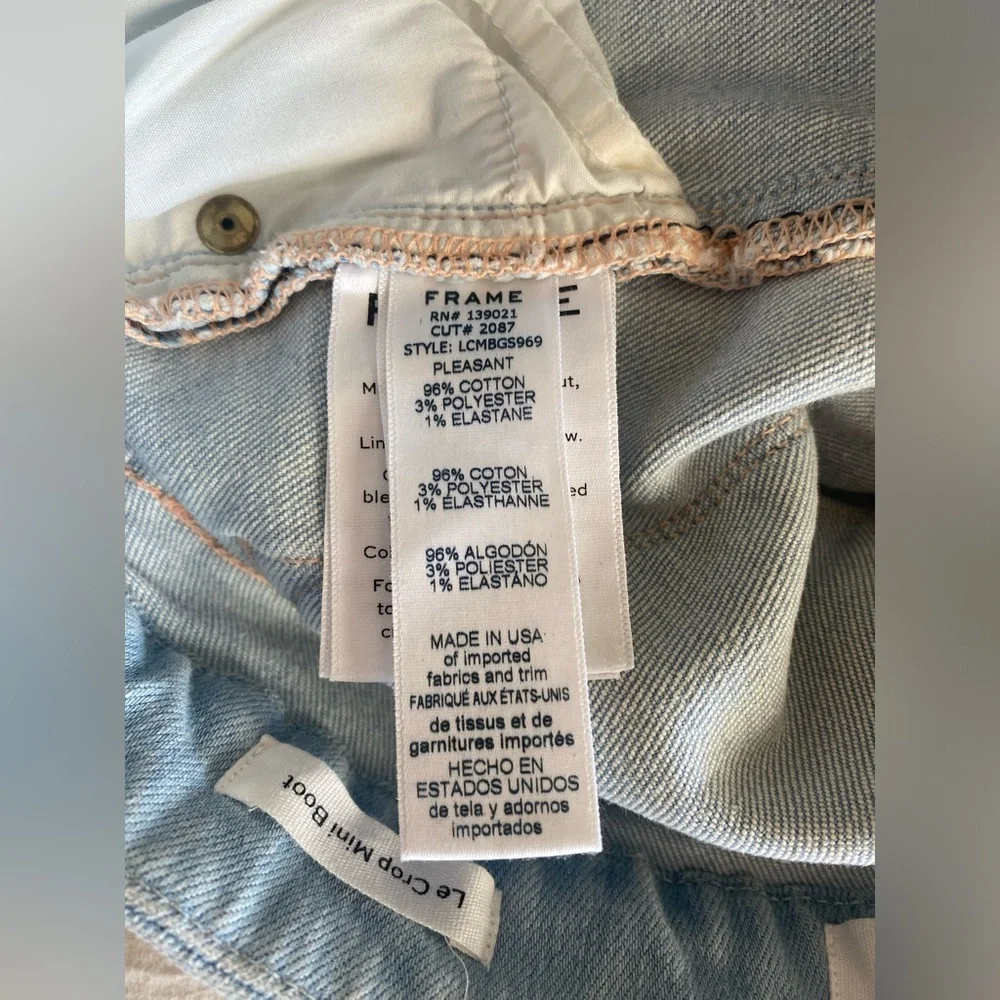 Frame Le Crop Mini Boot Denim Blue Light Wash Jeans ~ Size 24 - Picture 11 of 12